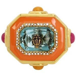 Kurt Geiger Orange, Aqua & Pink Statement Ring with Gold Accents